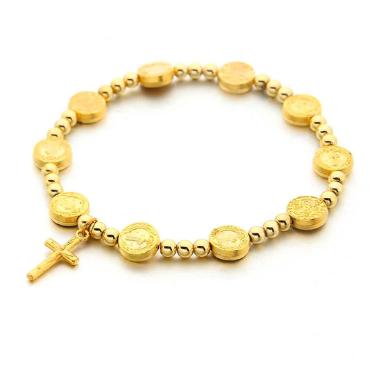 Valeria Montes 1 pc Cuentas redondas de San Benito, colgante de Cruz, pulsera para mujer, hombre, joyería cristiana católica religiosa, accesorios, regalos de fiesta
