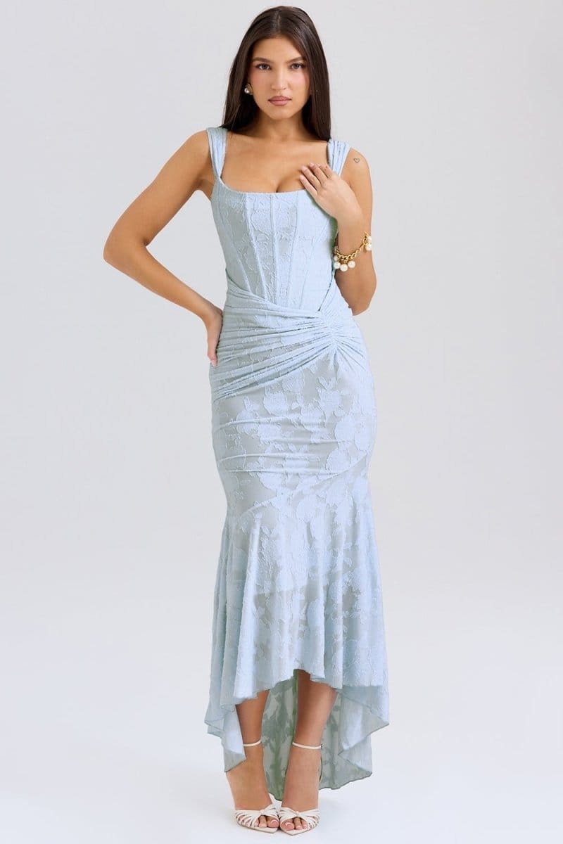 Valeria Montes Azul claro / XS Vestido Elegante Estilo Corsé