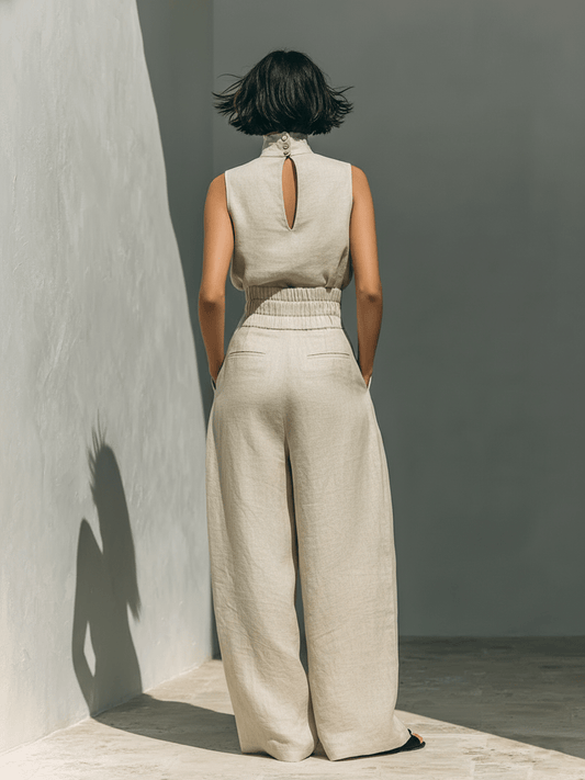 Valeria Montes Conjunto Minimalista de Lino y Algodón
