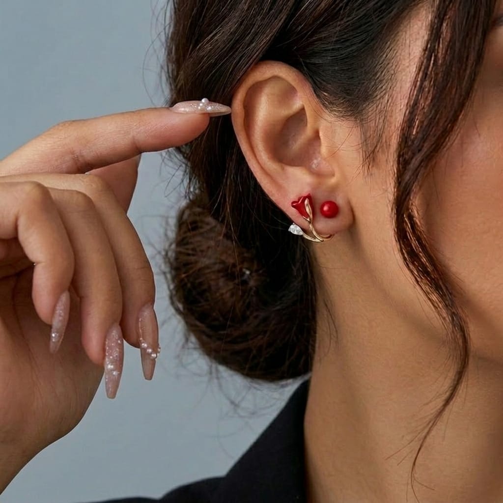 Valeria Montes Earrings Pendientes con Tulipán Rojo para mujer