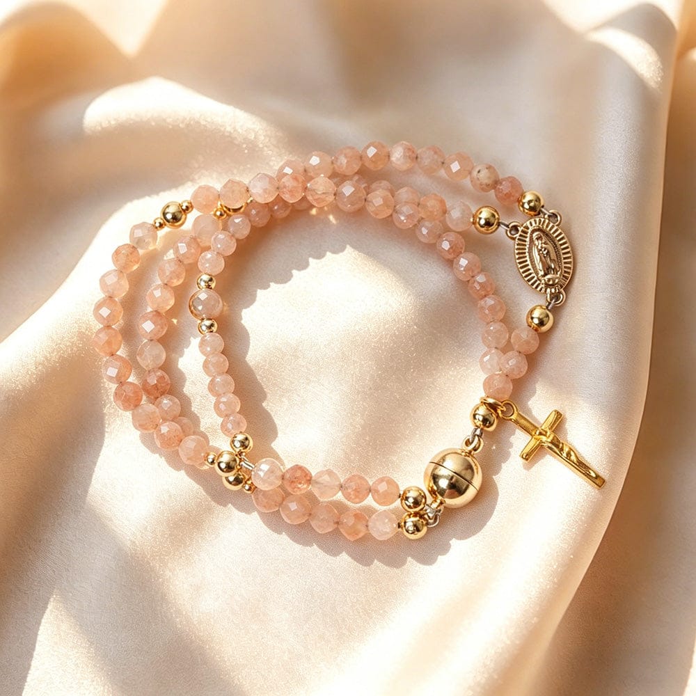 Valeria Montes Piel Pulsera Rosario con Cierre Magnético