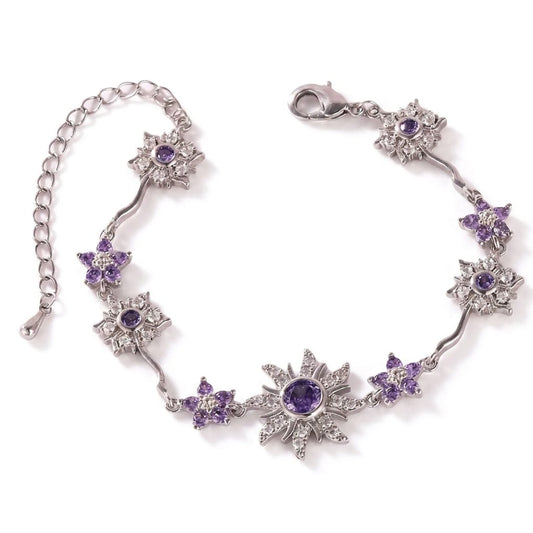 Valeria Montes Plata Pulsera con Soles y Flores Ajustable