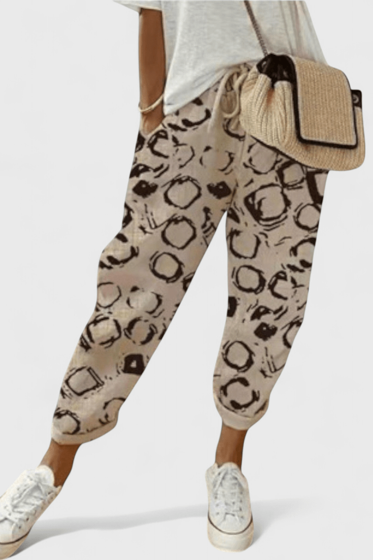 Valeria Montes S / Beige Alba | Pantalón Holgado de Talle Alto