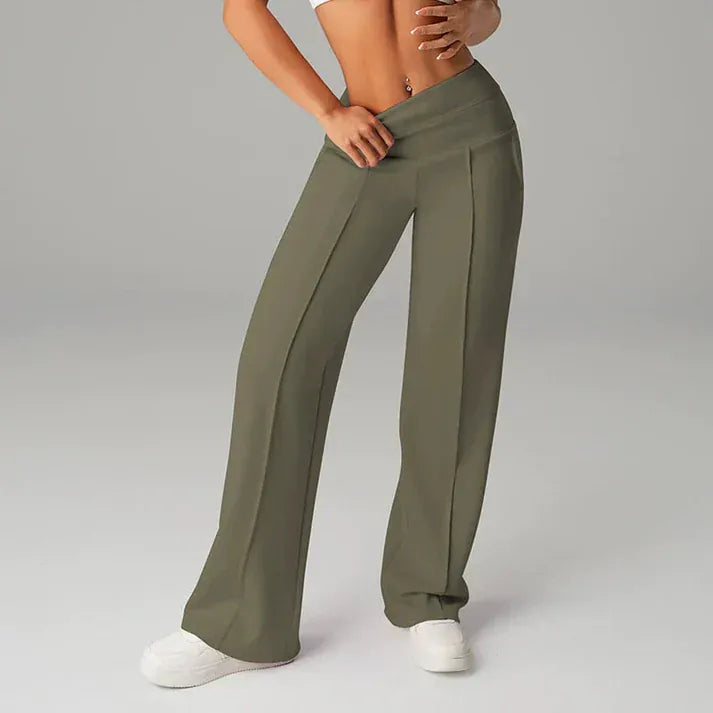 Valeria Montes S / Verde Lorena™ | Pantalones de mujer de corte recto y cintura alta