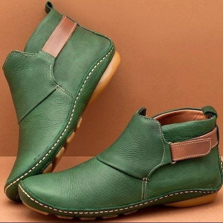 Valeria Montes Verde Eucalipto / 34 Amaris | Botines cómodos y elegantes para el invierno