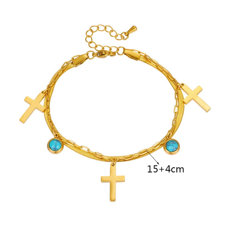 Valeria Montes bracelet Pulsera de Doble Vuelta Pulsera de Doble Vuelta con Adornos en Color Turquesa