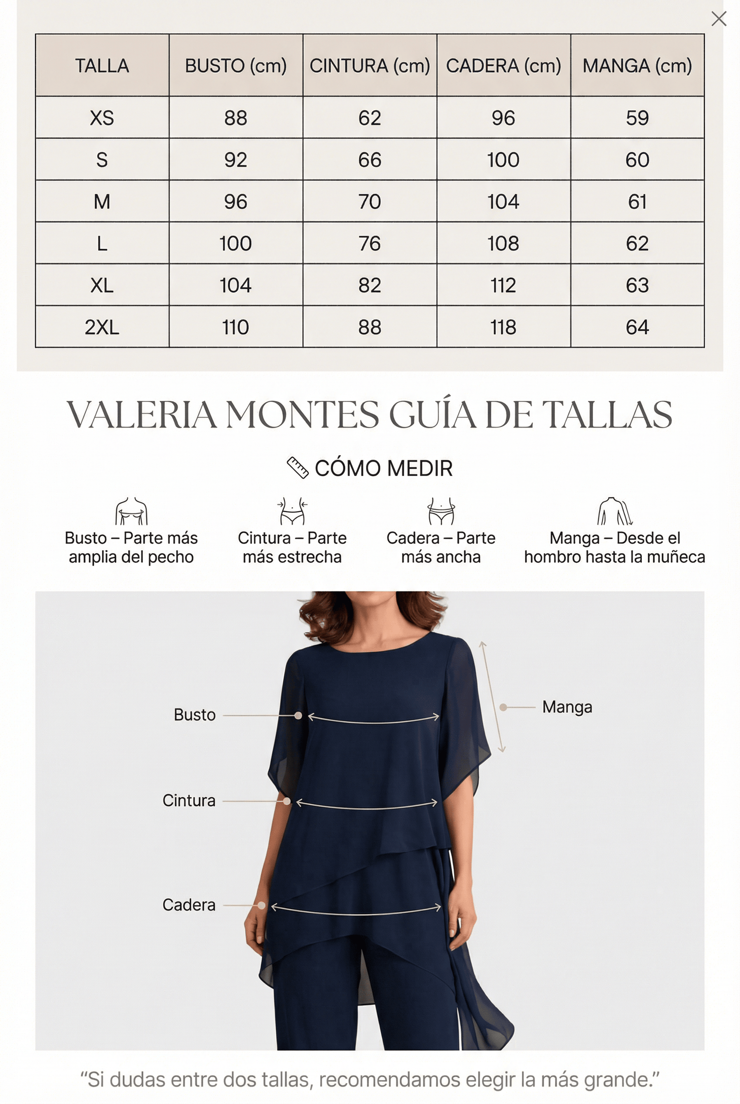 Guía de tallas