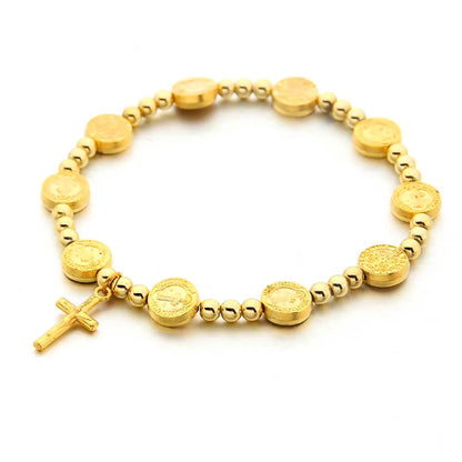 Valeria Montes 1 pc Cuentas redondas de San Benito, colgante de Cruz, pulsera para mujer, hombre, joyería cristiana católica religiosa, accesorios, regalos de fiesta