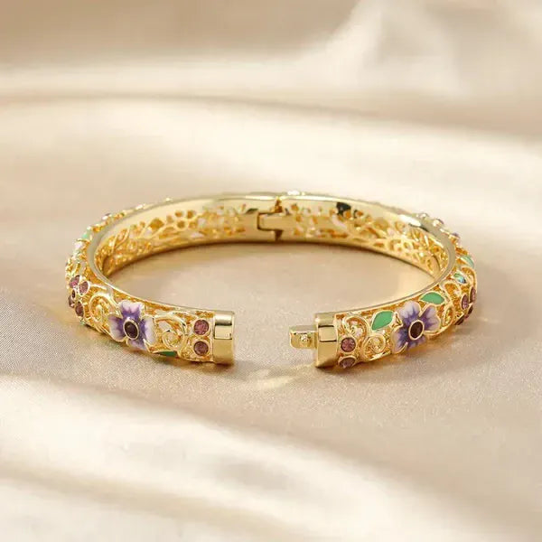 Valeria Montes 14k Diamond Accented Floral Bangles