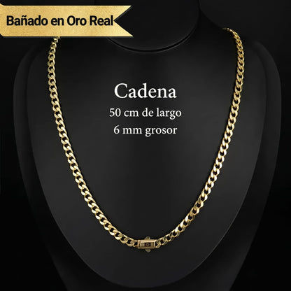 Valeria Montes 6 mm / 45 cm Cadena Cubana Chapada en Oro de 14 quilates