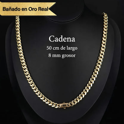 Valeria Montes 8 mm / 45 cm Cadena Cubana Chapada en Oro de 14 quilates