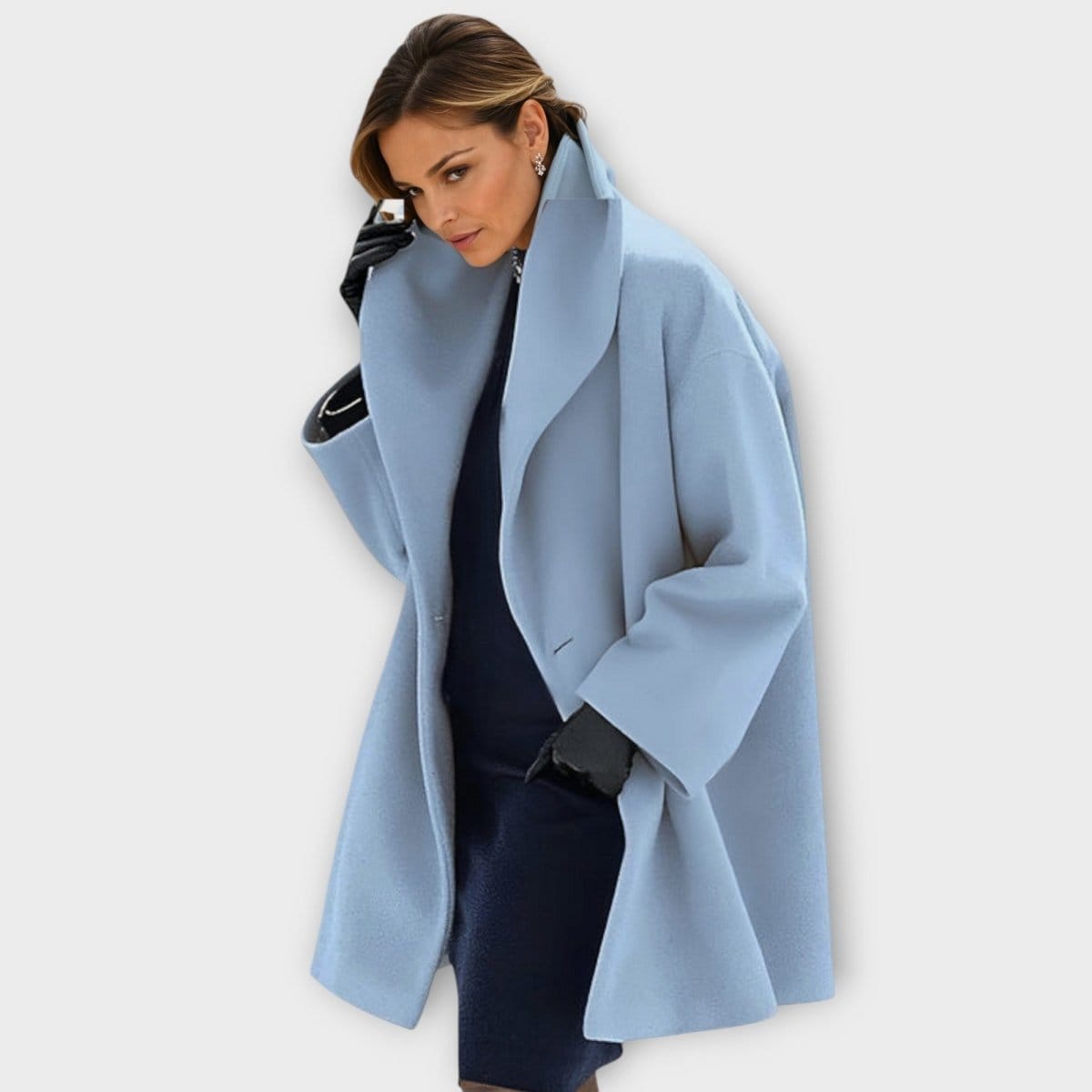 Valeria Montes Azul Claro / S Maria | Abrigo de lana Elegancia