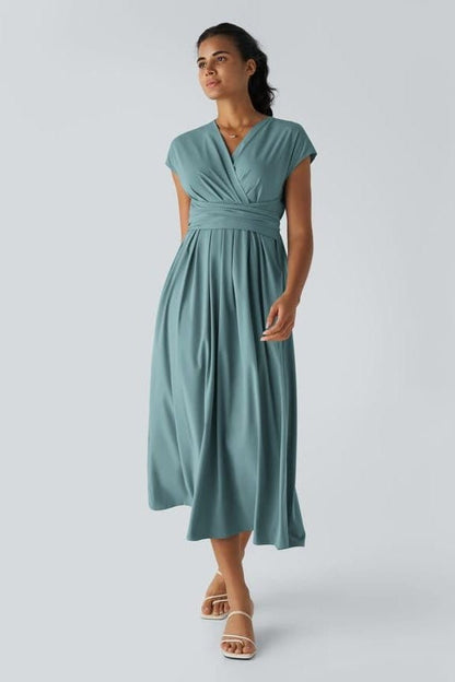 Valeria Montes Azul marino / XS Vestido Largo Fluido Elegante