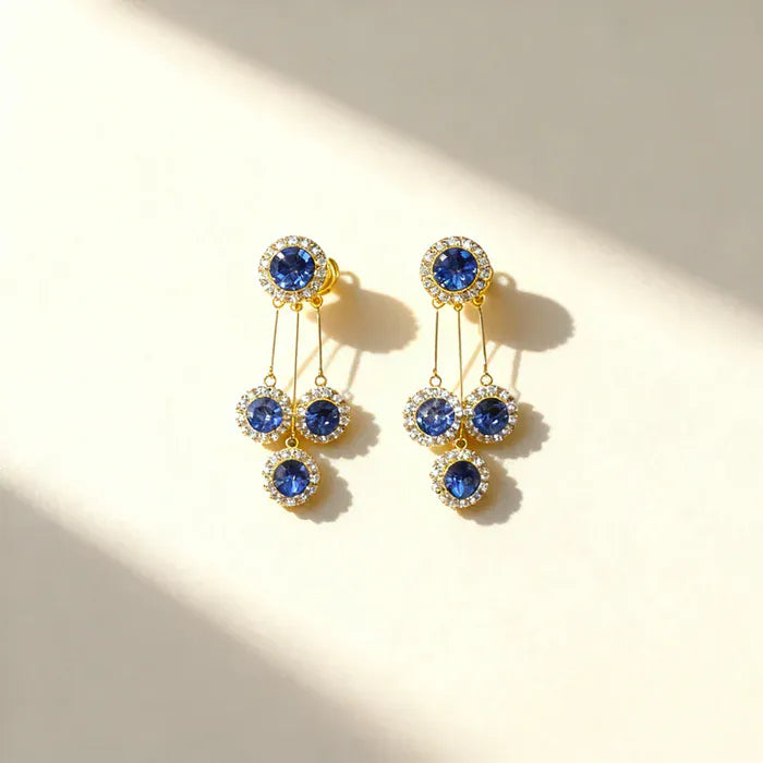 Valeria Montes Azul Pendientes de flores con colgantes