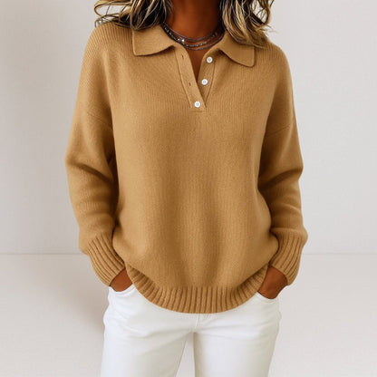 Valeria Montes Beige / S Sofía | Jersey de Punto Suave con Cuello