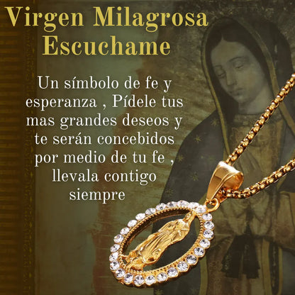 Valeria Montes Bisutería Collar Virgen de Guadalupe | Baño de oro 18K