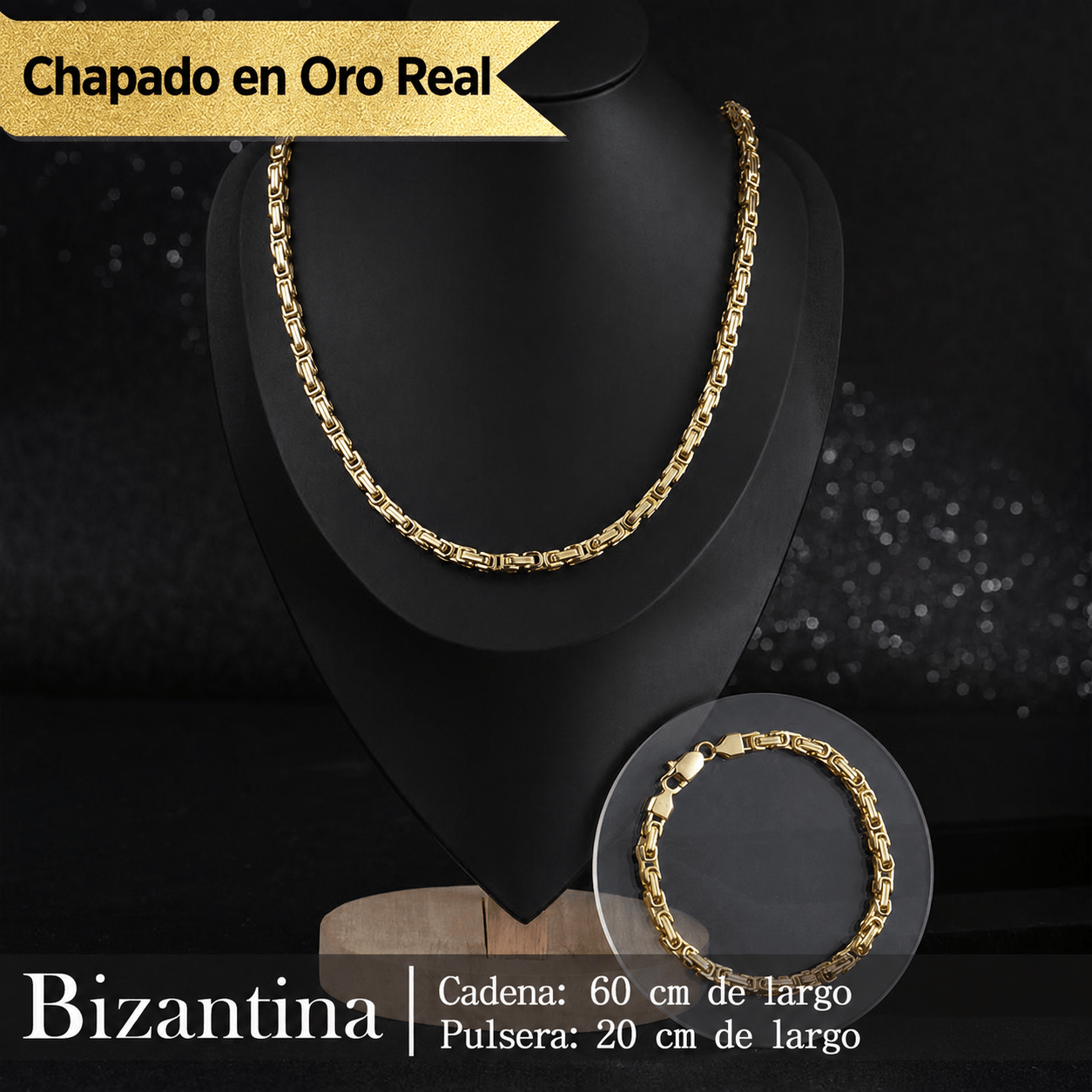 Valeria Montes Bizantina Set Cadena + Pulsera Bañada en Oro 14K Valeria Montes®