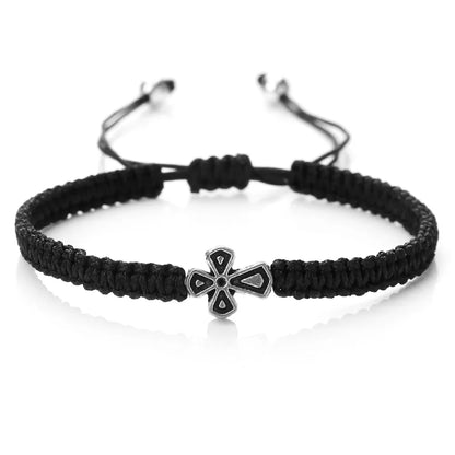 Valeria Montes black rope Pulsera de la suerte trenzada de la cruz de Jesús para hombres y mujeres, cuerda de nailon roja y azul, nudos ajustables hechos a mano, encanto, joyería de Yoga, regalos de moda