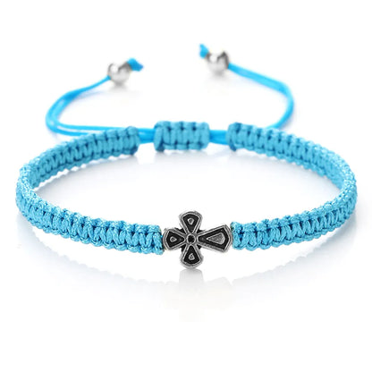 Valeria Montes blue rope Pulsera de la suerte trenzada de la cruz de Jesús para hombres y mujeres, cuerda de nailon roja y azul, nudos ajustables hechos a mano, encanto, joyería de Yoga, regalos de moda
