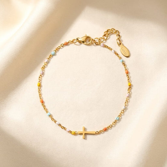 Valeria Montes bracelet Pulsera con Cruz Minimalista y Delicada