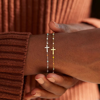 Valeria Montes bracelet Pulsera con Cruz Minimalista y Delicada