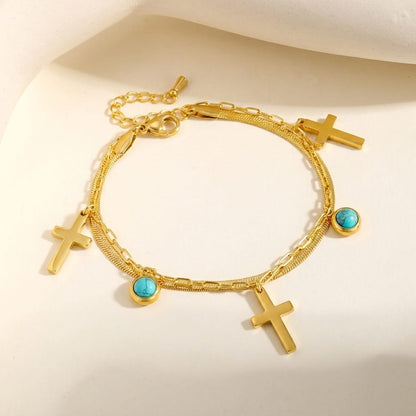 Valeria Montes bracelet Pulsera de Doble Vuelta Pulsera de Doble Vuelta con Adornos en Color Turquesa
