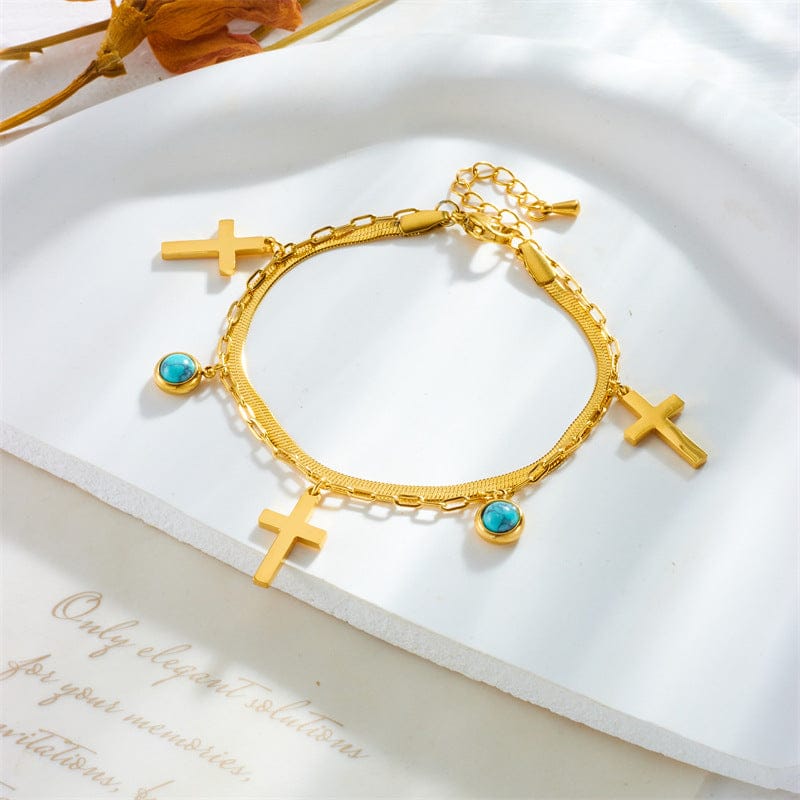 Valeria Montes bracelet Pulsera de Doble Vuelta Pulsera de Doble Vuelta con Adornos en Color Turquesa
