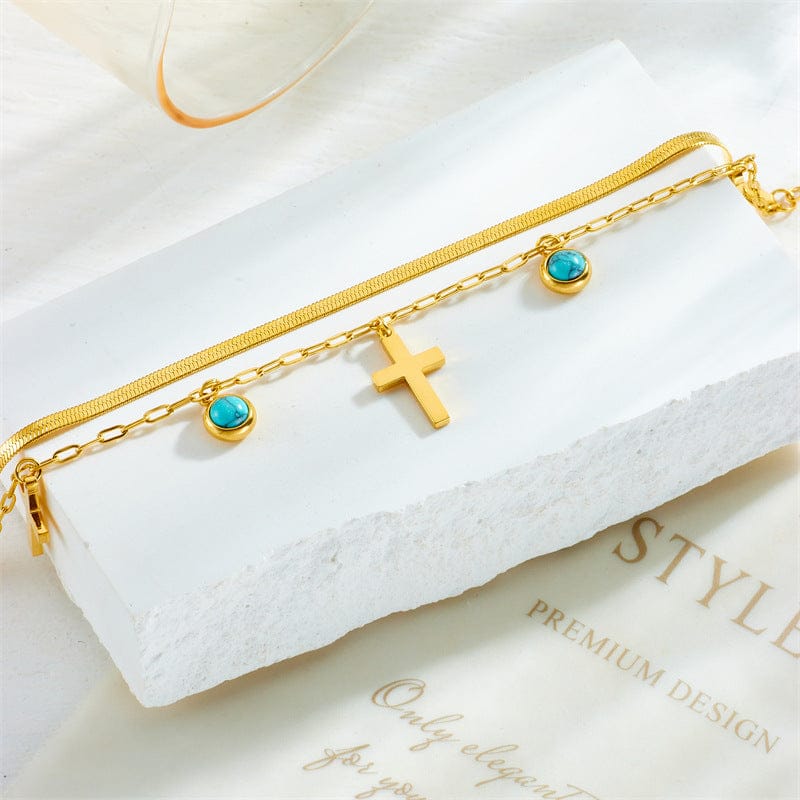 Valeria Montes bracelet Pulsera de Doble Vuelta Pulsera de Doble Vuelta con Adornos en Color Turquesa