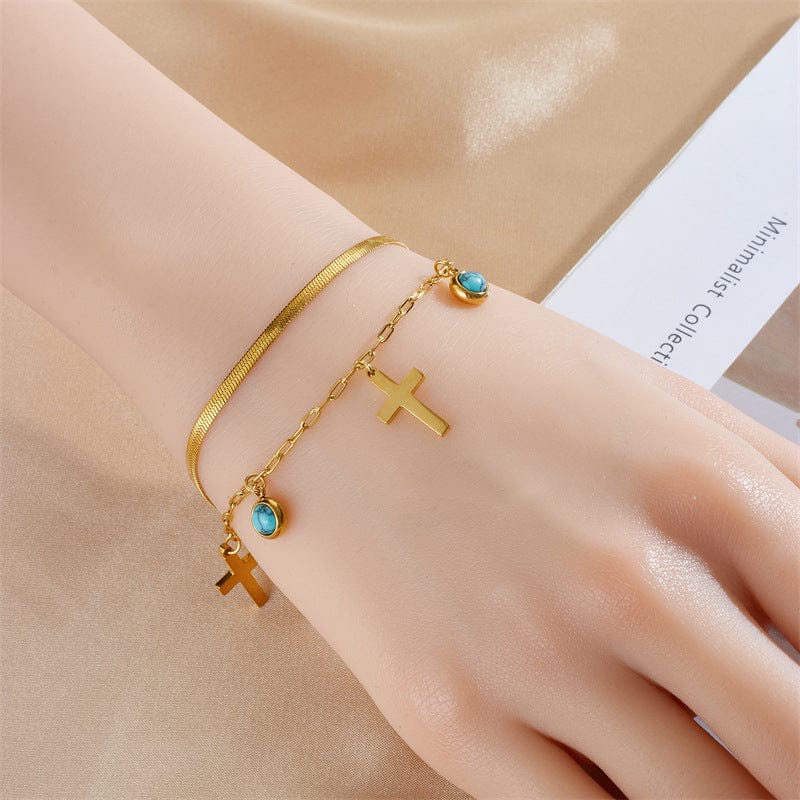 Valeria Montes bracelet Pulsera de Doble Vuelta Pulsera de Doble Vuelta con Adornos en Color Turquesa
