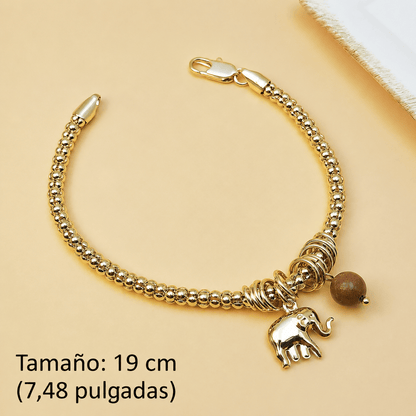 Valeria Montes Brazalete con Diseño de Elefante y Cascabel Ajustable