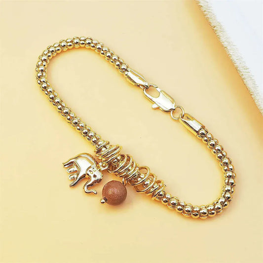 Valeria Montes Brazalete con Diseño de Elefante y Cascabel Ajustable