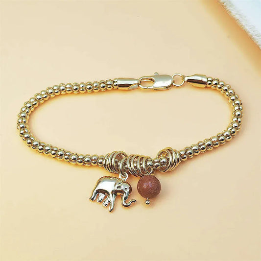 Valeria Montes Brazalete con Diseño de Elefante y Cascabel Ajustable