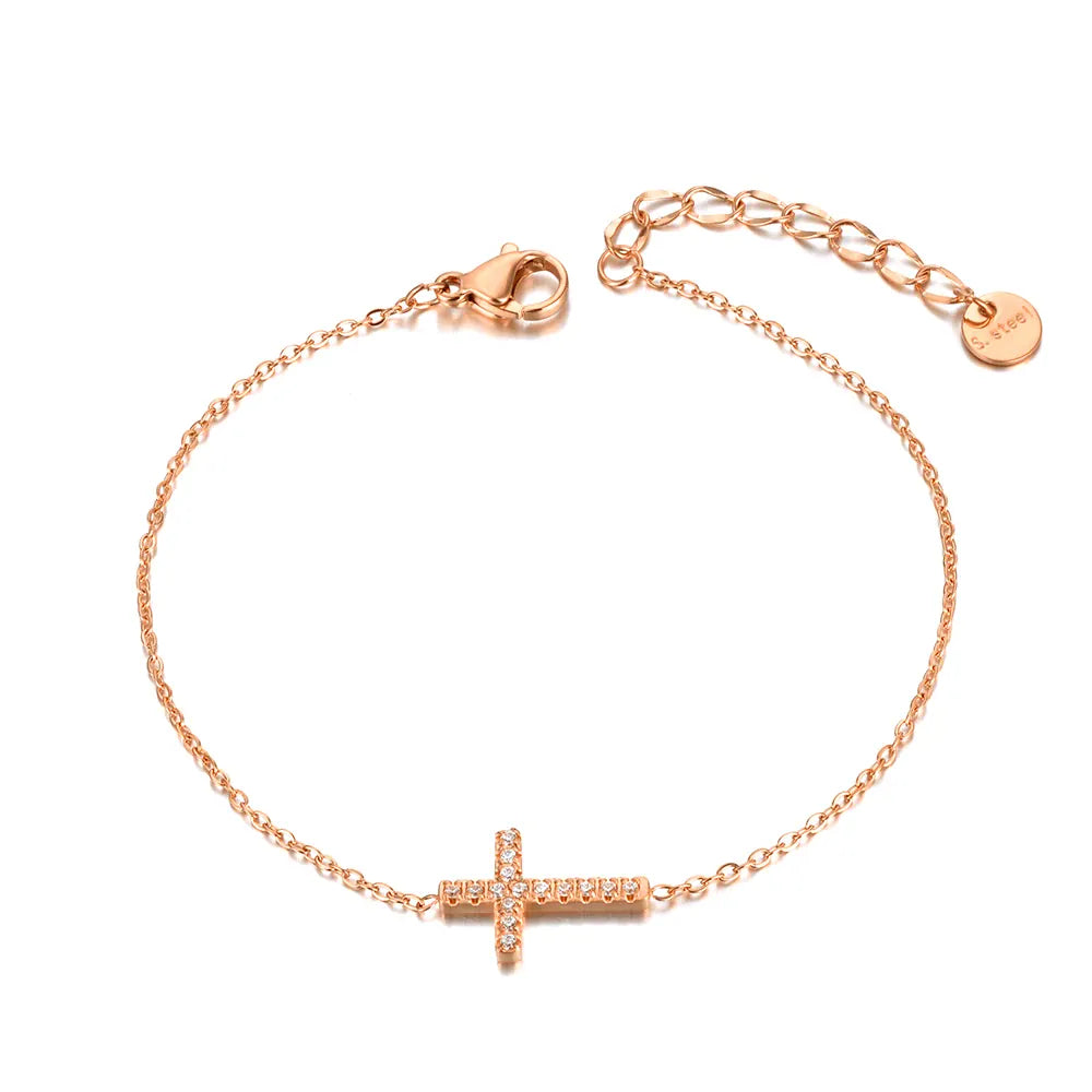 Valeria Montes Bronce Pulsera con dijes de cruz religiosa