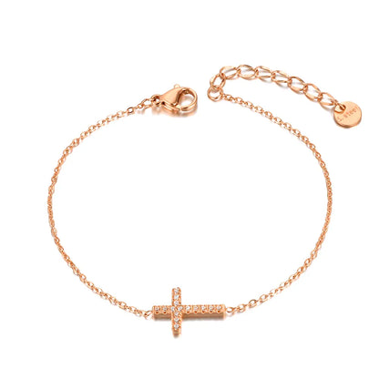 Valeria Montes Bronce Pulsera con dijes de cruz religiosa