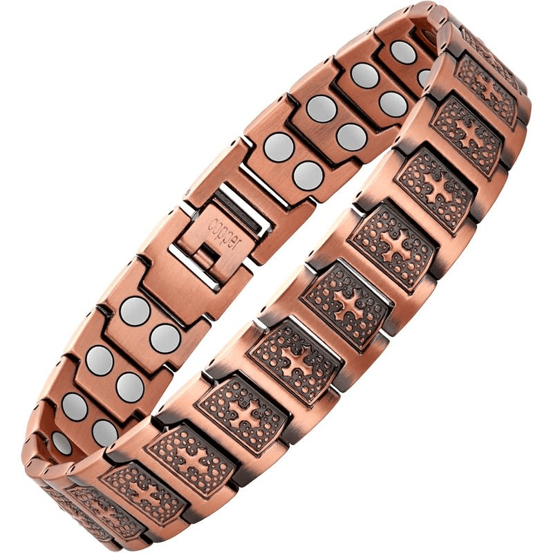 Valeria Montes Cobre Pulsera Magnética de Cobre con Emblema de Cruz