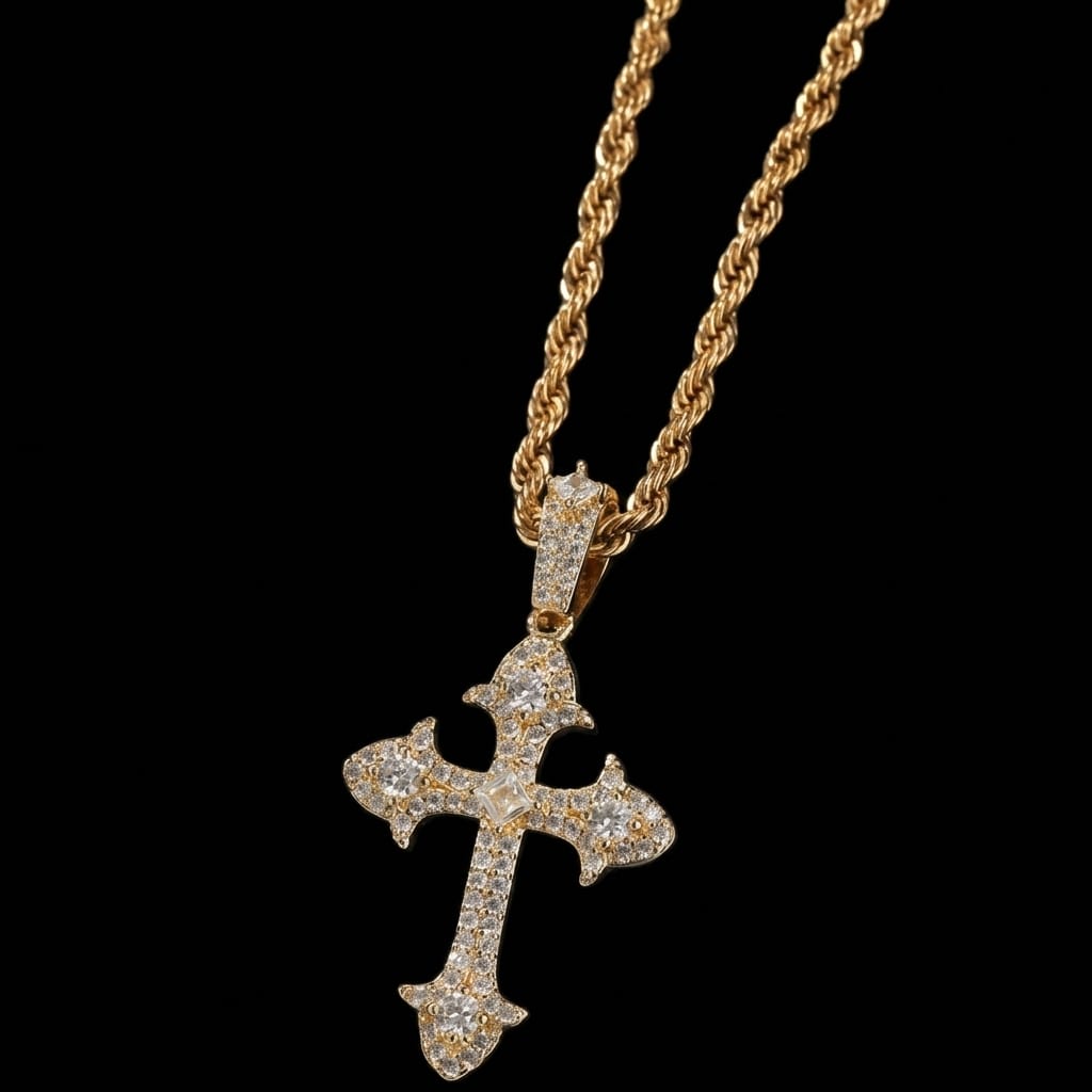 Valeria Montes Collar con Cruz Helada | Oro 14k
