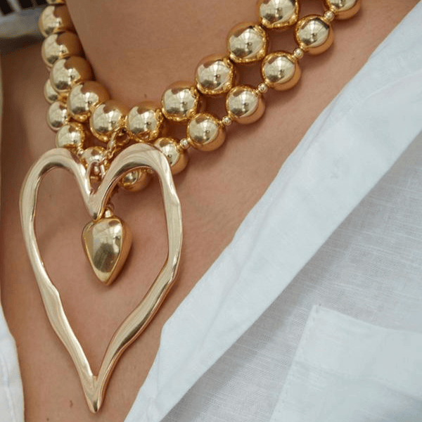 Valeria Montes Conjunto de 2 Collares con Cuentas en Forma de Corazón