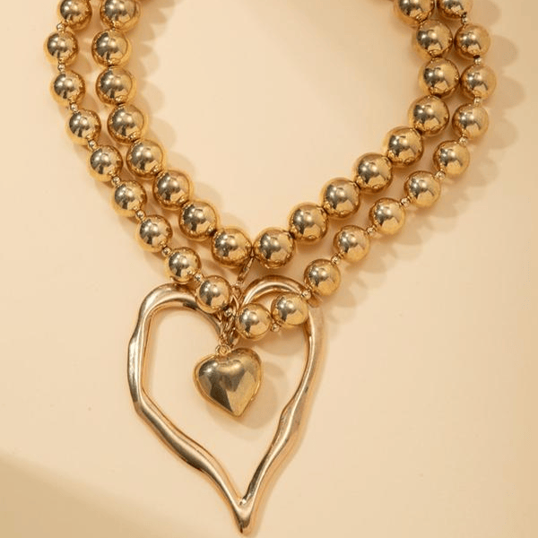 Valeria Montes Conjunto de 2 Collares con Cuentas en Forma de Corazón