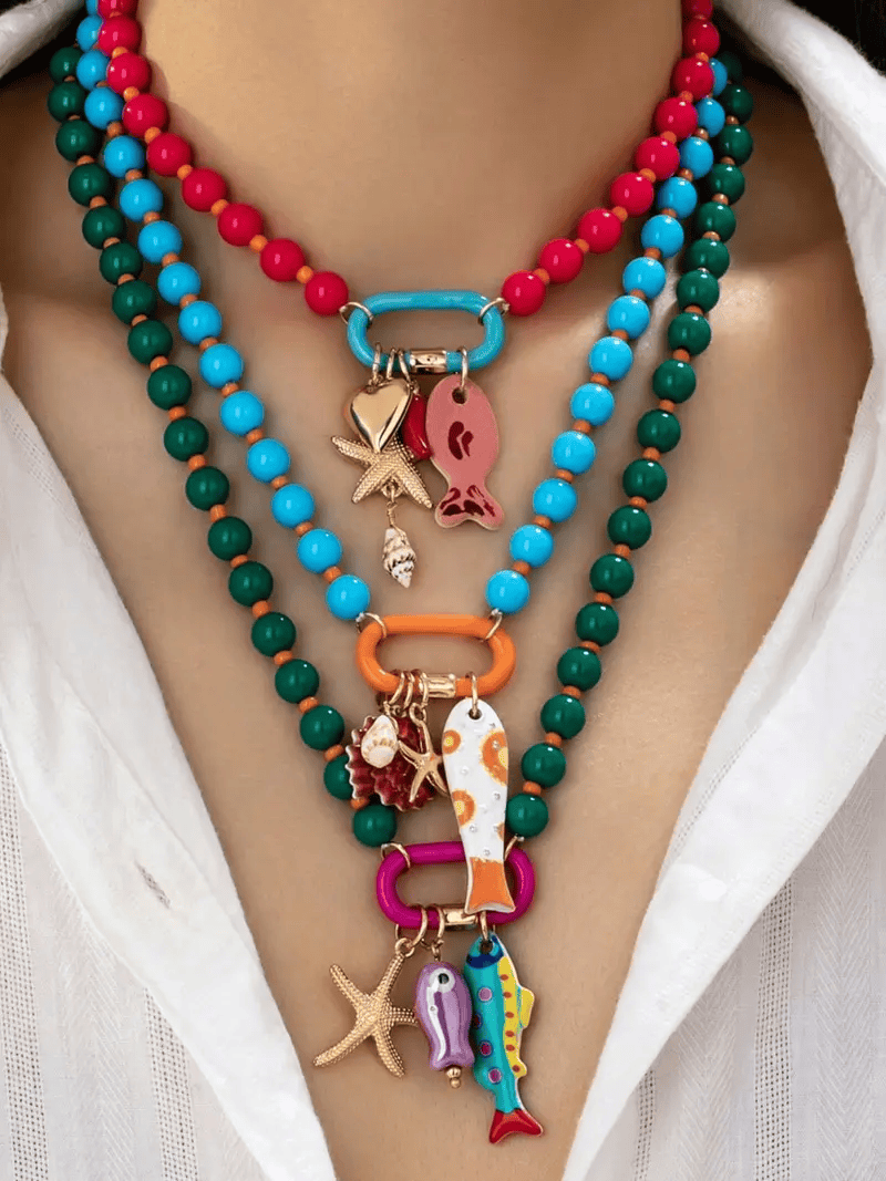 Valeria Montes Conjunto de 3 Collares de Verano con Cuentas