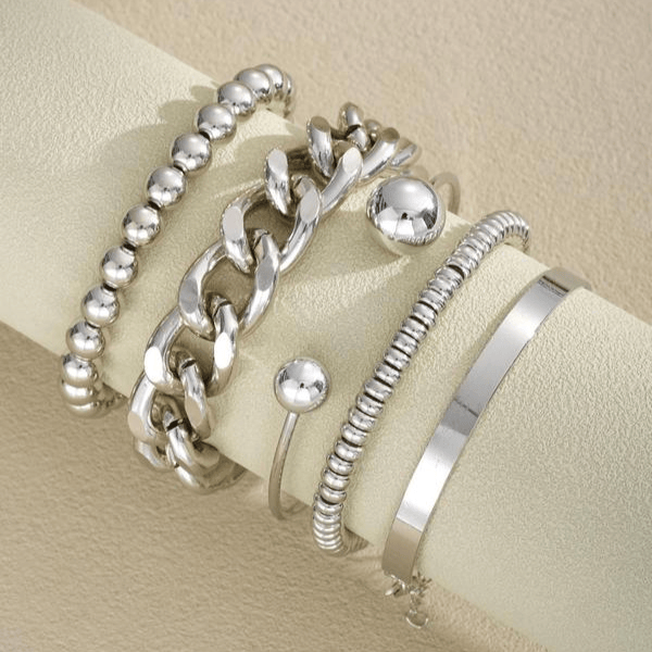 Valeria Montes Conjunto de 5 Pulseras Gruesas Apilables