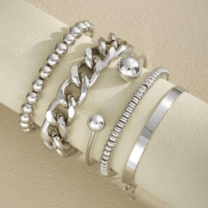 Valeria Montes Conjunto de 5 Pulseras Gruesas Apilables
