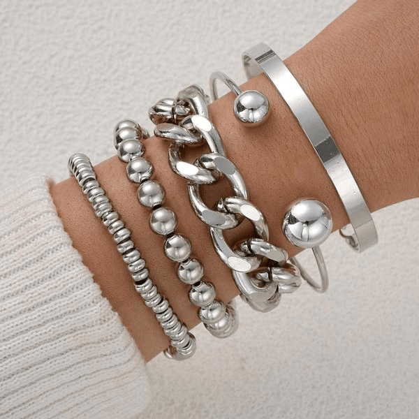 Valeria Montes Conjunto de 5 Pulseras Gruesas Apilables
