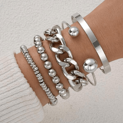 Valeria Montes Conjunto de 5 Pulseras Gruesas Apilables