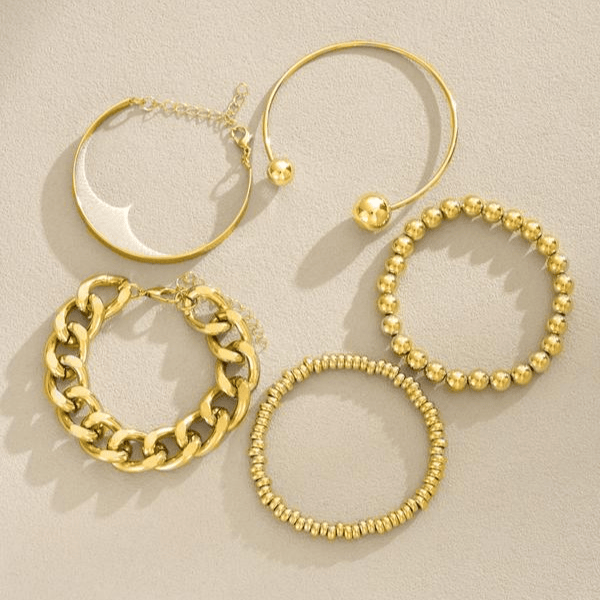 Valeria Montes Conjunto de 5 Pulseras Gruesas Apilables