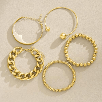 Valeria Montes Conjunto de 5 Pulseras Gruesas Apilables