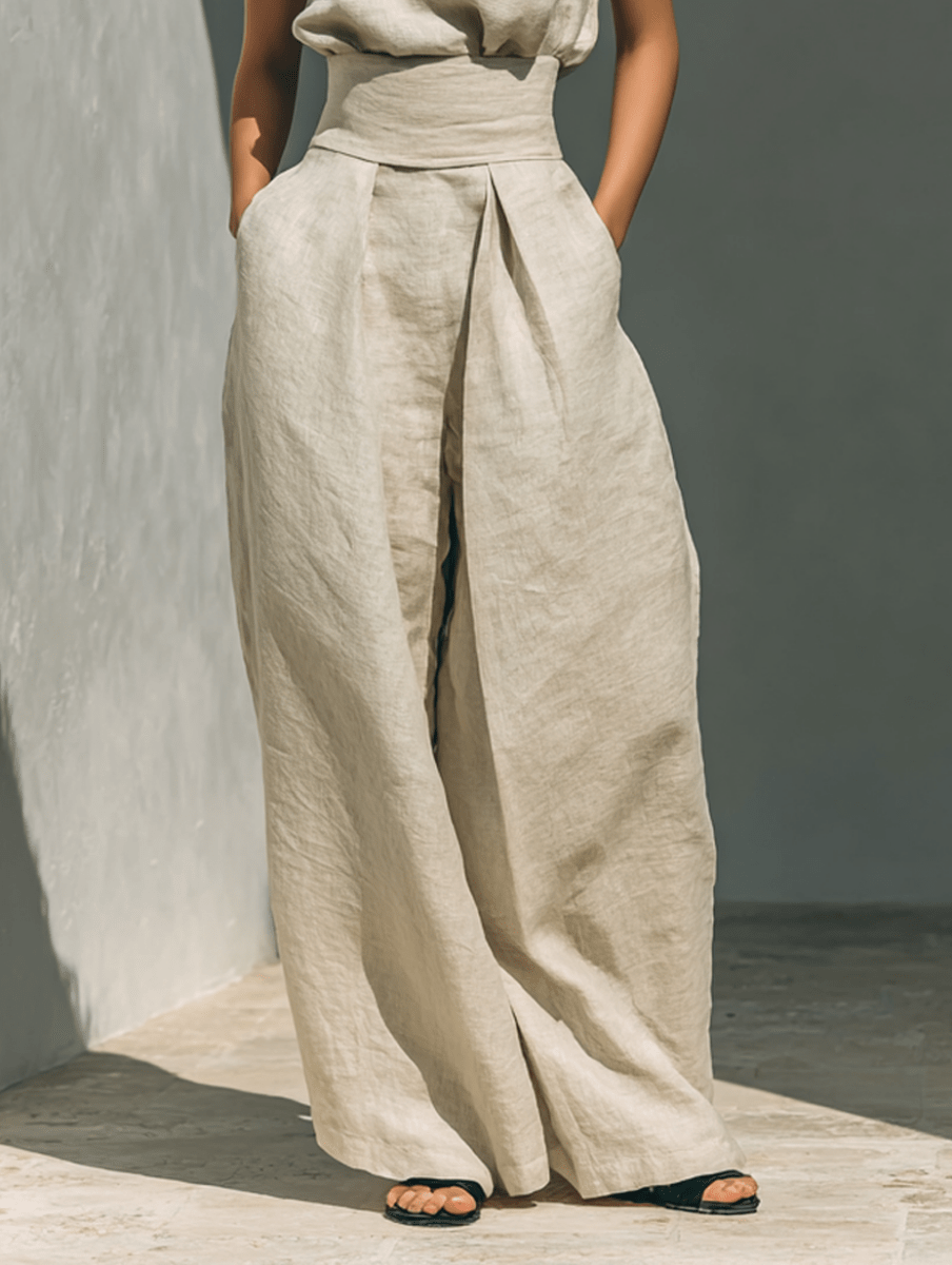 Valeria Montes Conjunto Minimalista de Lino y Algodón
