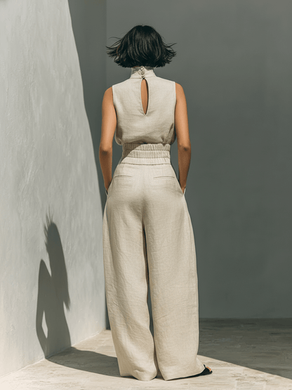 Valeria Montes Conjunto Minimalista de Lino y Algodón