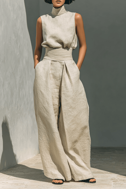 Valeria Montes Conjunto Minimalista de Lino y Algodón
