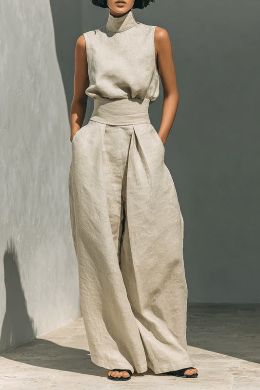 Valeria Montes Conjunto Minimalista de Lino y Algodón
