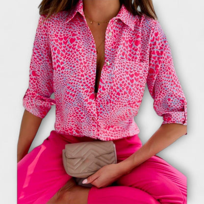 Valeria Montes Corazón rojo / S BLUSA CON CUELLO CLÁSICO
